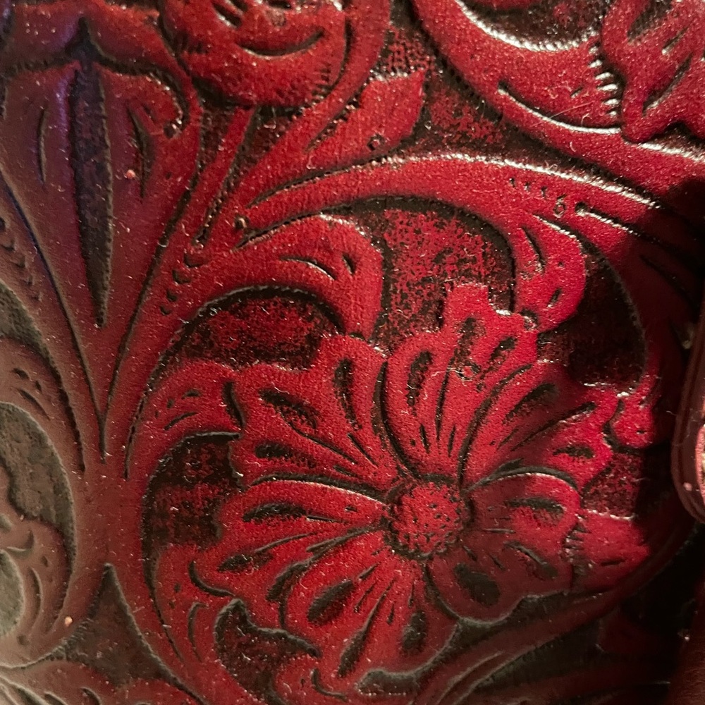 Trinity Ranch leather tooled bag-Red - Picture 5 of 7